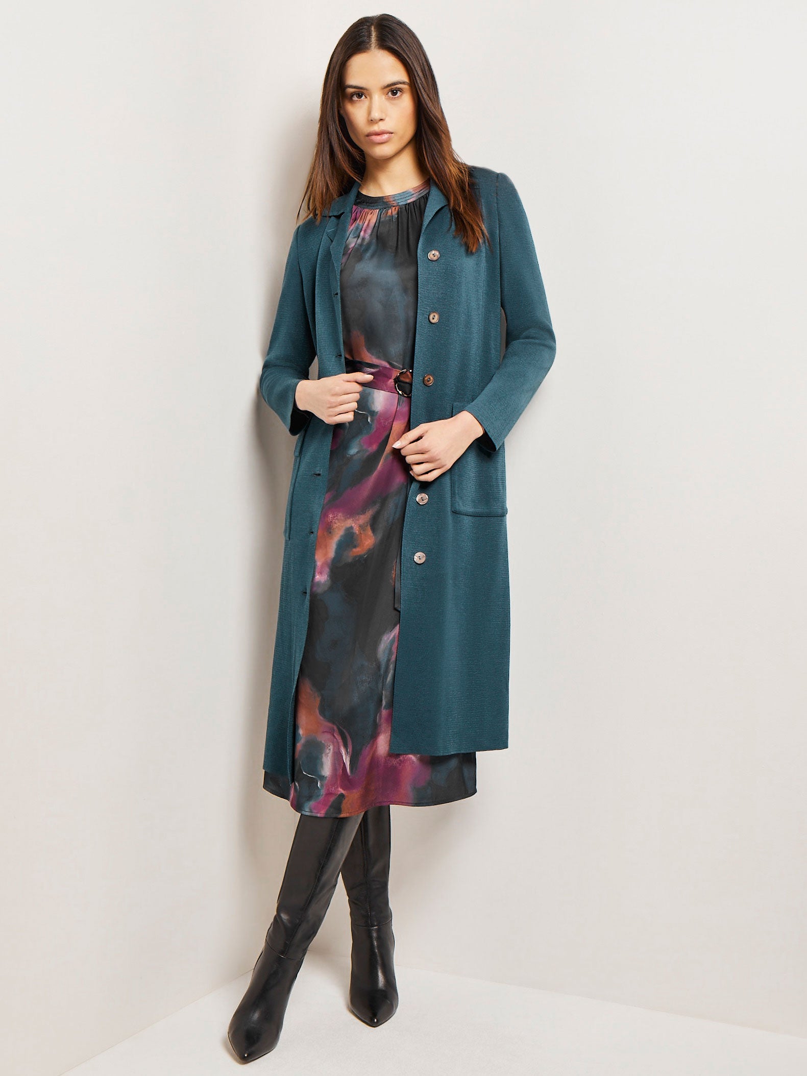 Embroidered Trim Abstract Jacquard Robe Jacket - Ready-to-Wear