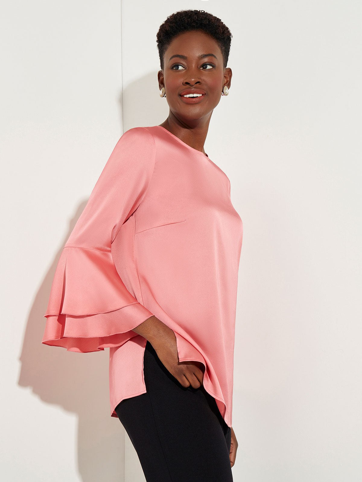 Crepe Flounce Blouse | capacitasalud.com