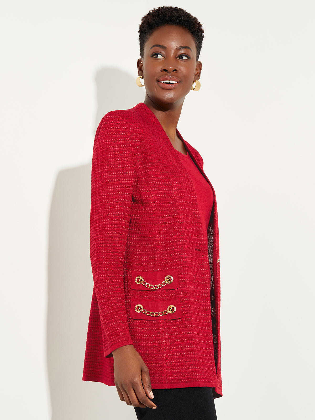 IRO Mepsie Red Metallic on sale Lurex Jacquard Textured Tweed Frayed Moto Jacket