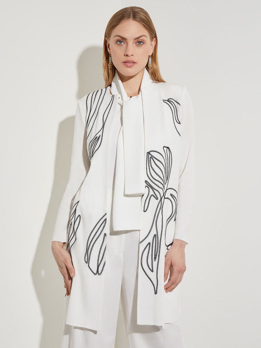 Embroidered Trim Abstract Jacquard Robe Jacket - Ready to Wear