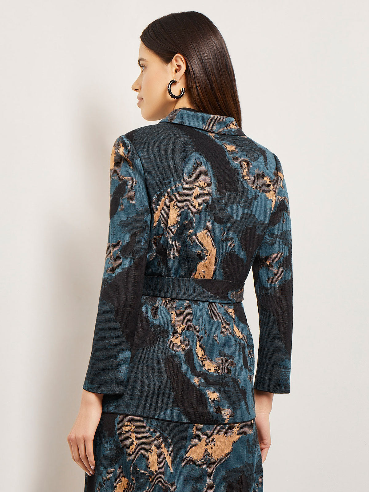 Embroidered Trim Abstract Jacquard Robe Jacket - Women - Ready-to-Wear