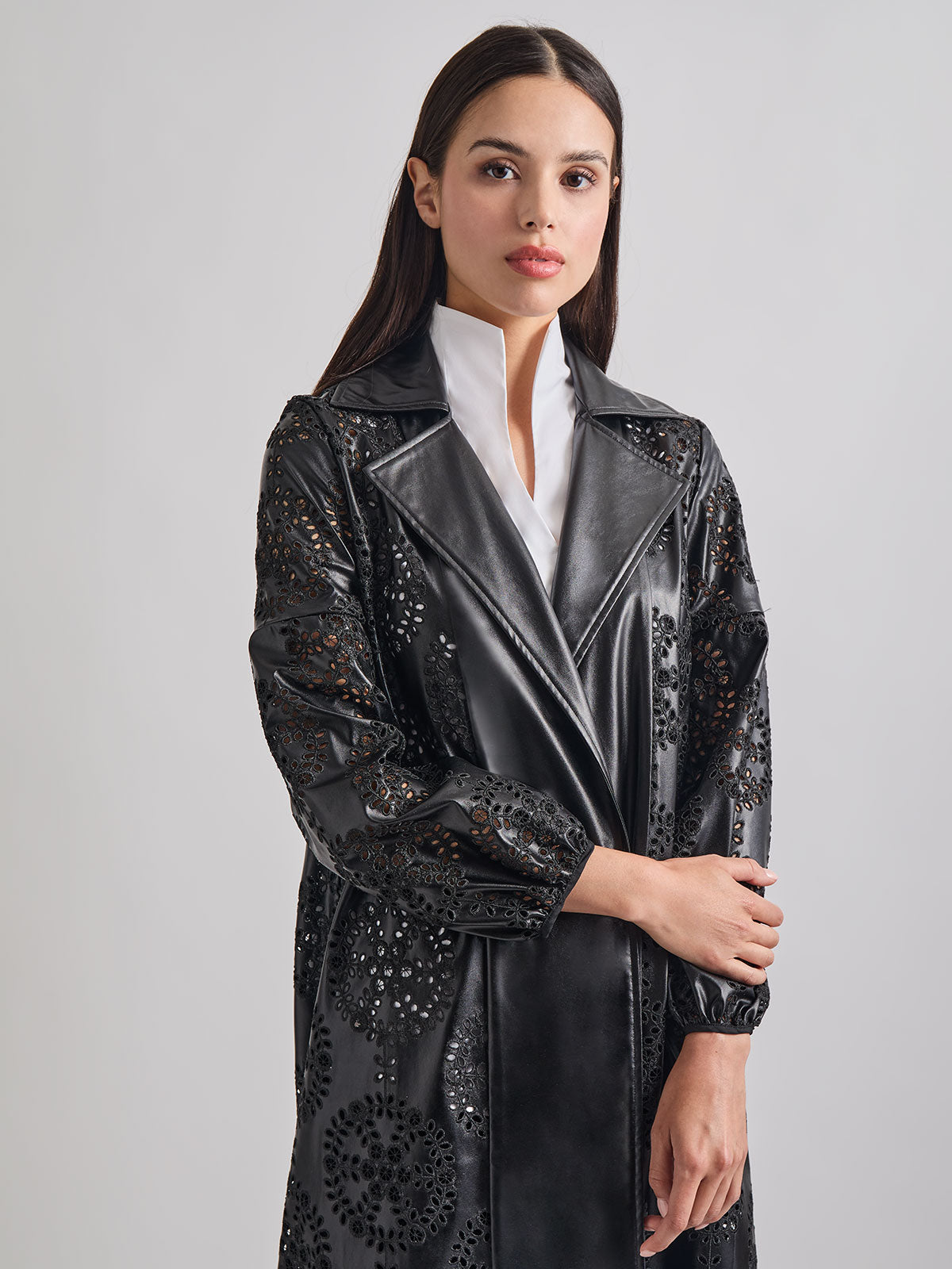 Open front leather jacket hotsell