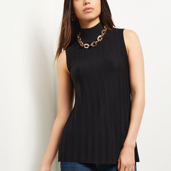 Colleen Lopez Ribbed Knit Mock Neck Tank - 20413624