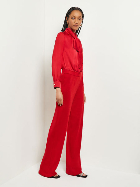 Red tie best sale waist jumpsuit