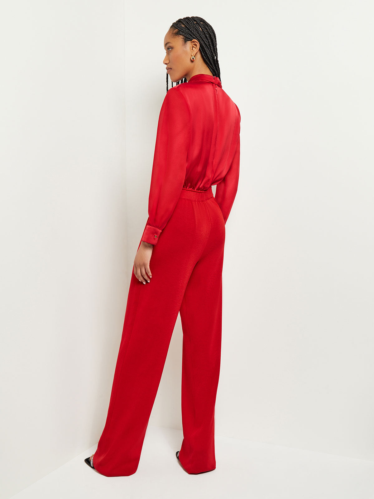 ZARA Red Open Back Fancy Cropped Jumpsuit Dress Red Overalls