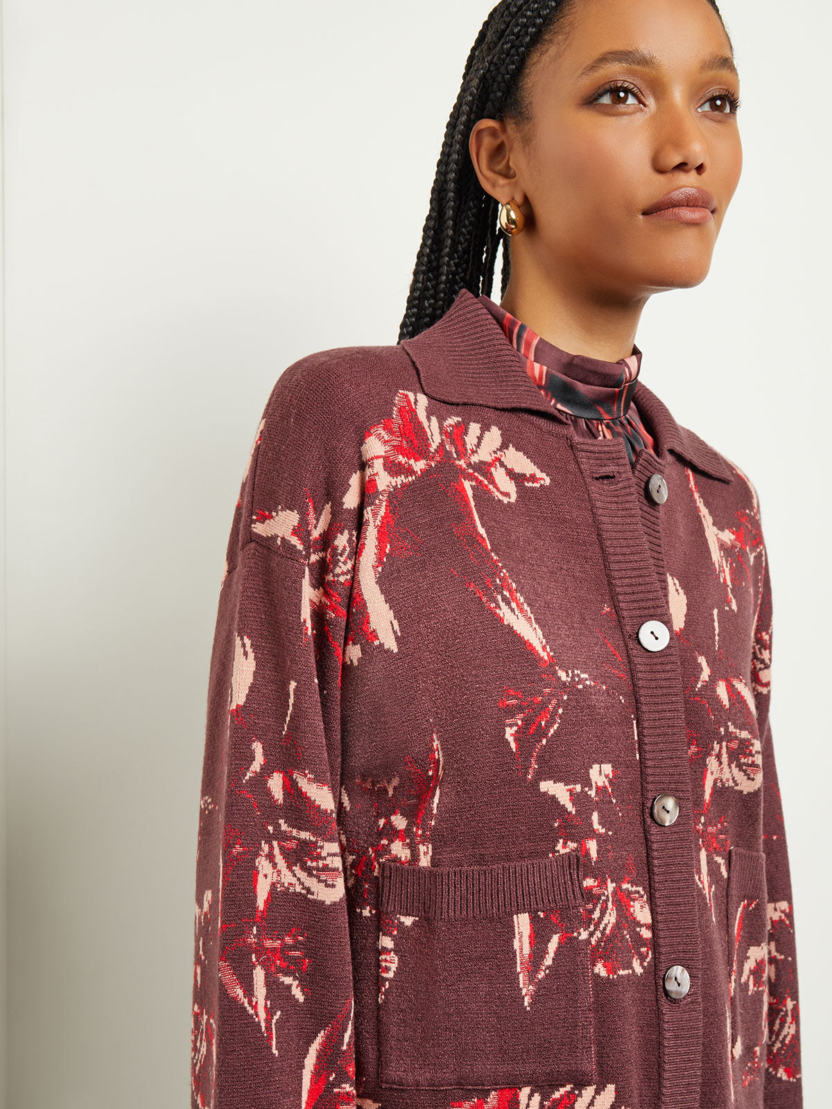 Red deals floral jacket