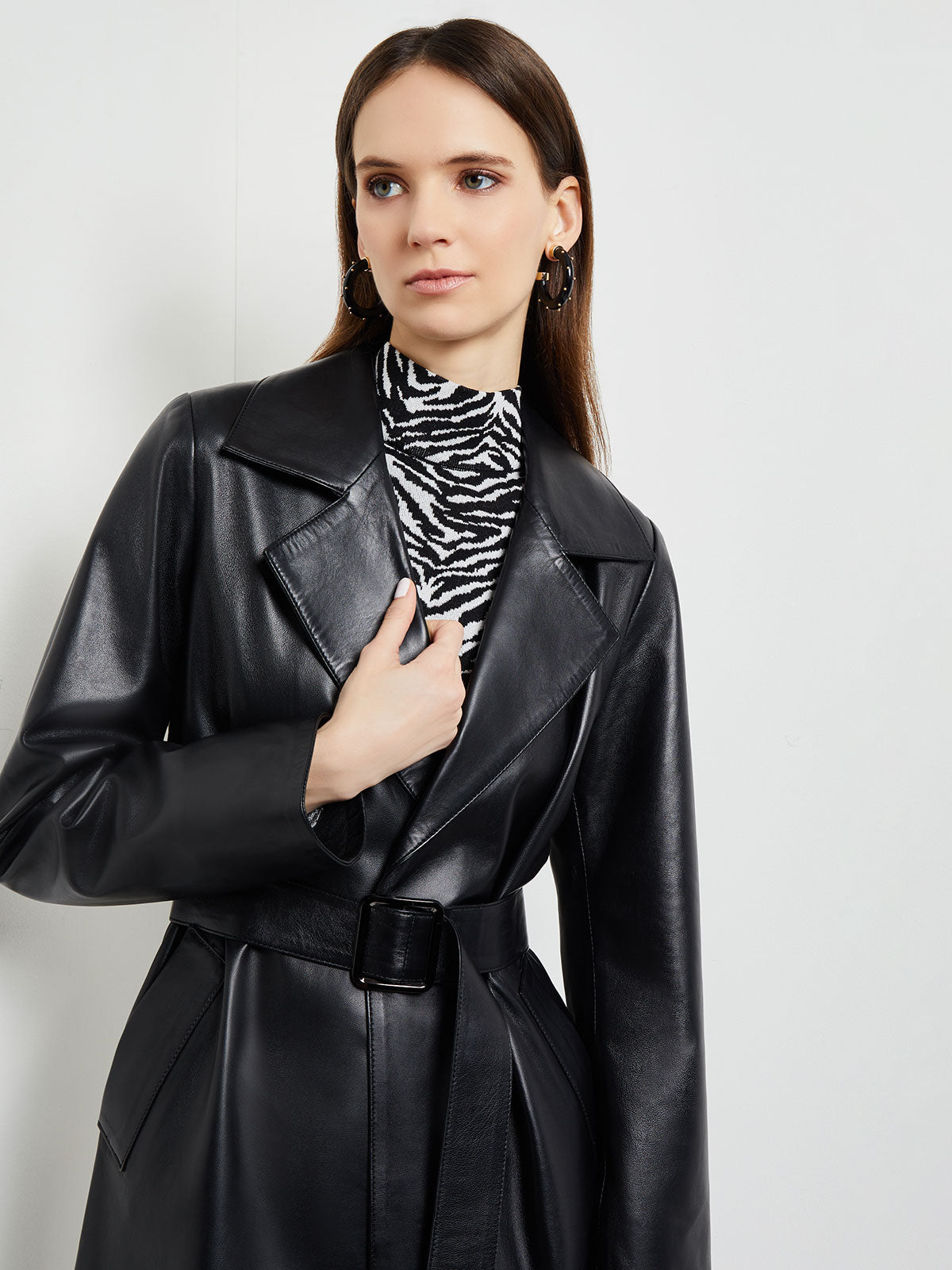 Leather on sale collar coat