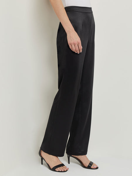 Pull-On Straight Leg Pants - Satin Crepe