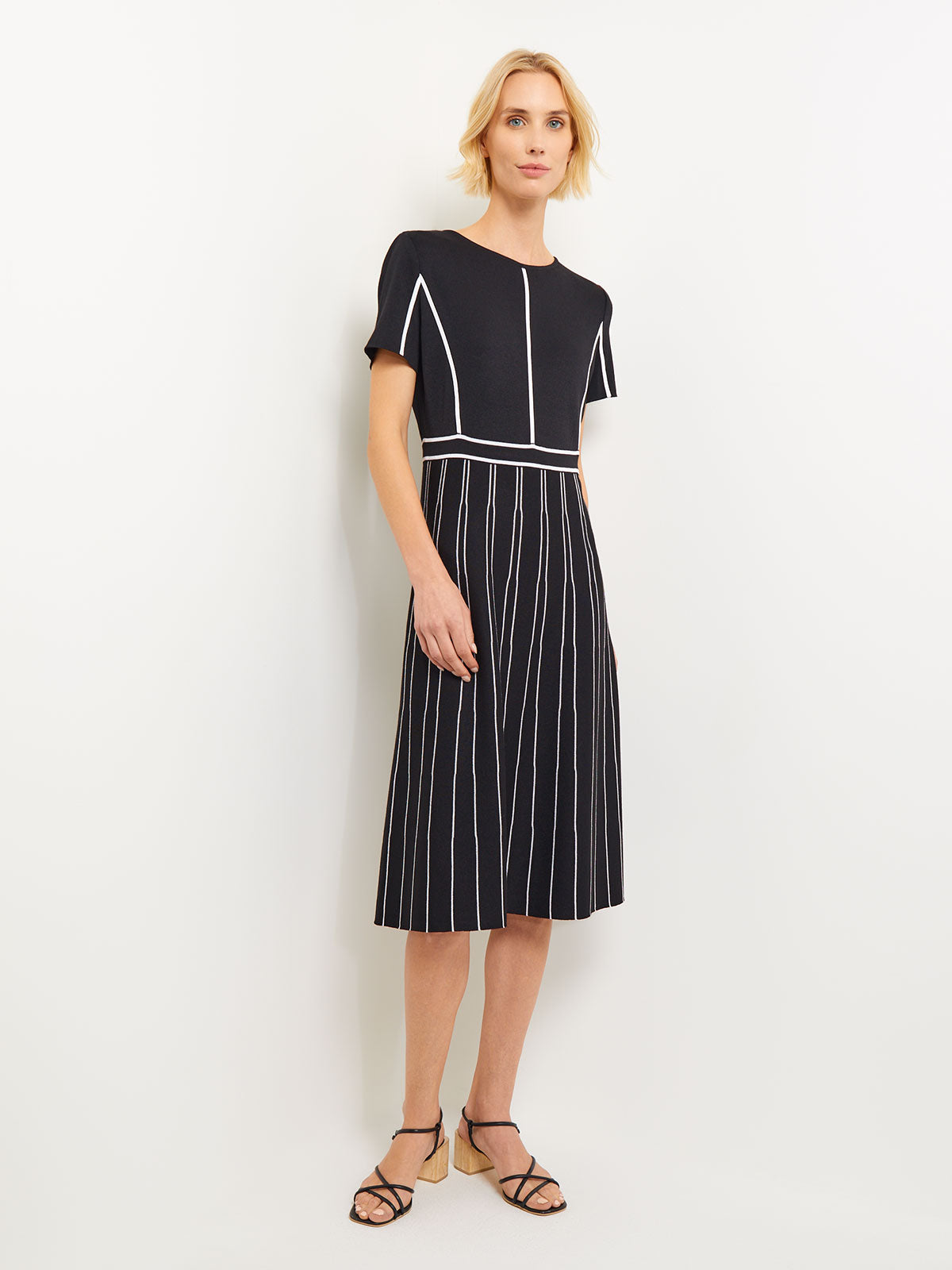 Contrast Stripe A-Line Soft Knit Dress