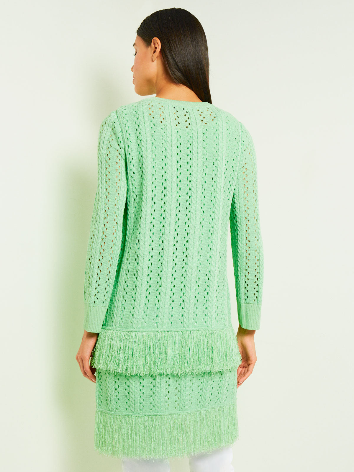 Flared Sleeve Pointelle Knit Layer, Sea Charm