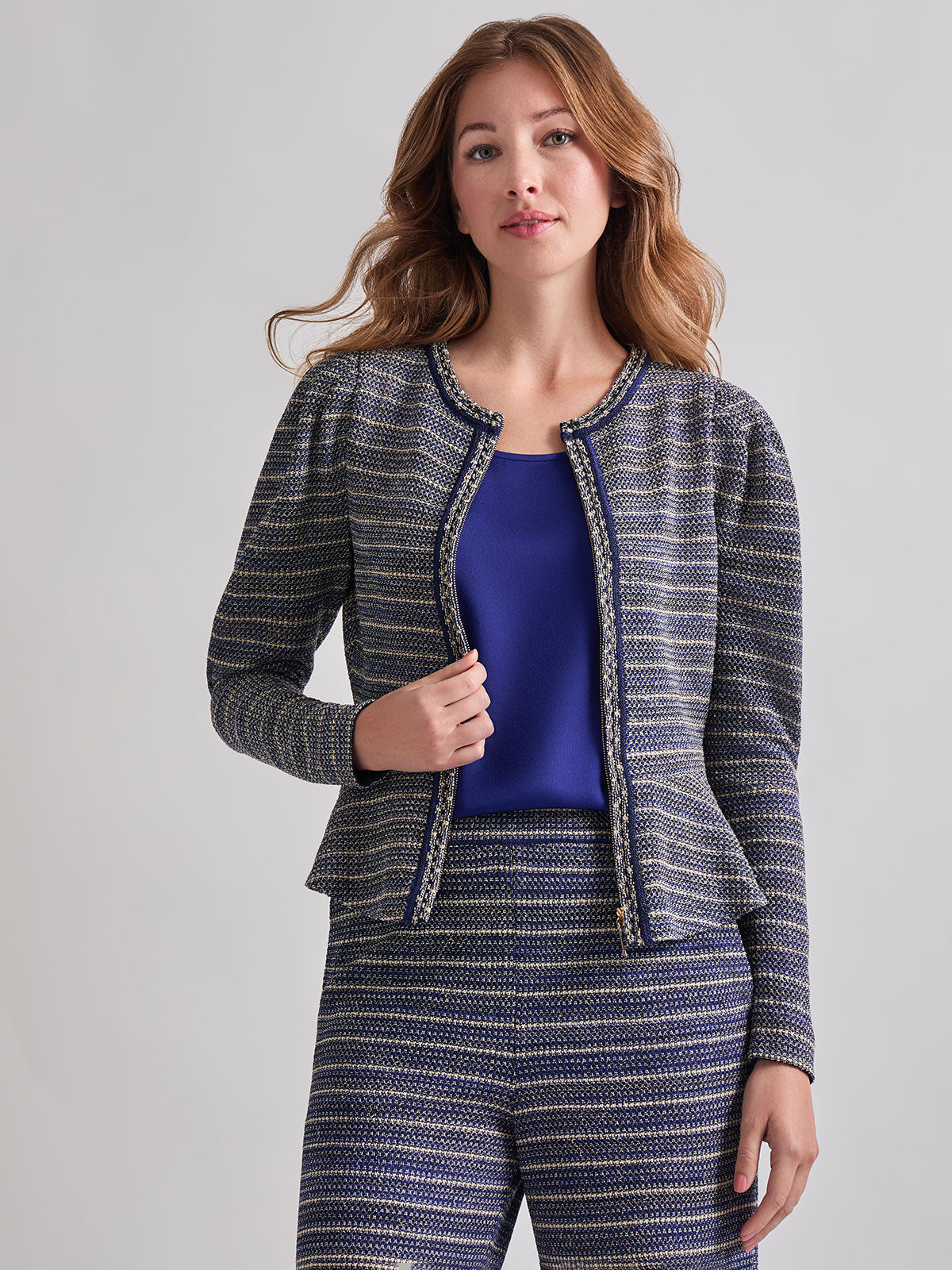 Tweed Knit Peplum Jacket