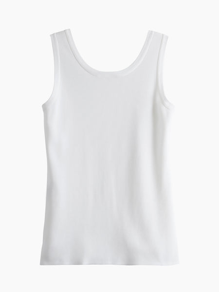 Scoop Neck Tank Top - White Sleeveless Top | Misook