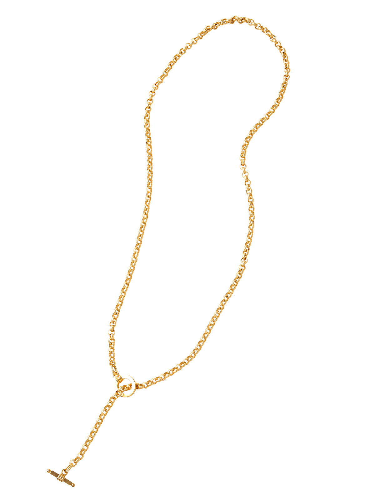 Matte Gold Rolo Chain Toggle Pendant Necklace