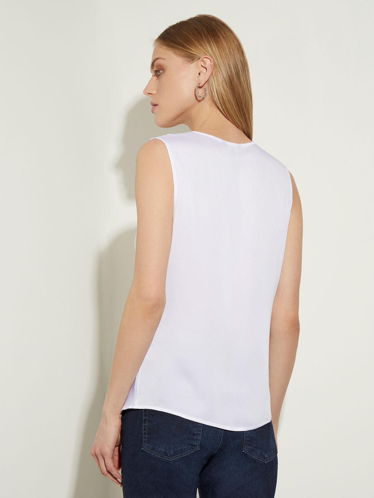 Cowl Neck Blouse - White Sleeveless Blouse | Misook