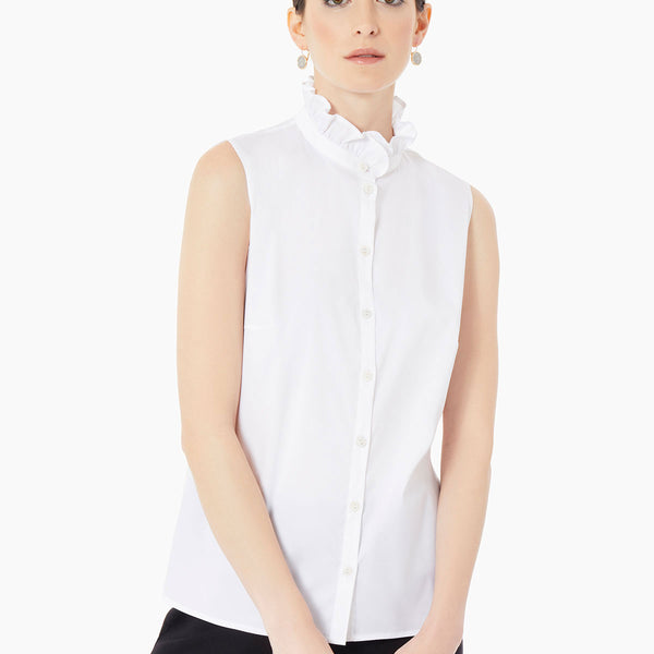 White high neck deals sleeveless blouse