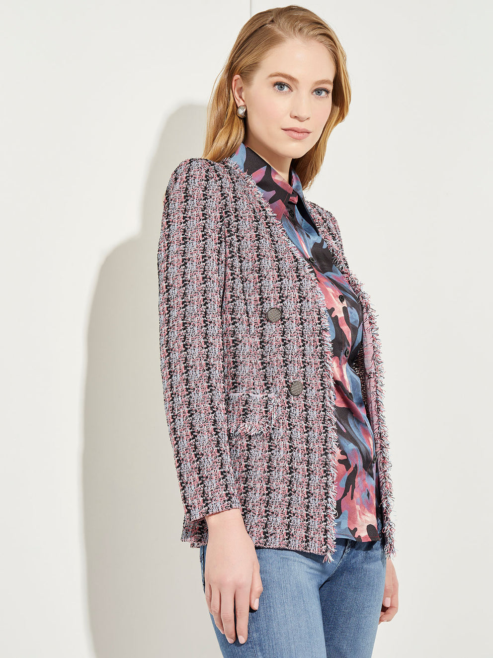 Pink Fringe Jacket - Tweed Fringe Jacket | Misook