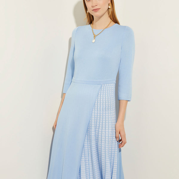 Pleated Contrast Panel Soft Knit Dress