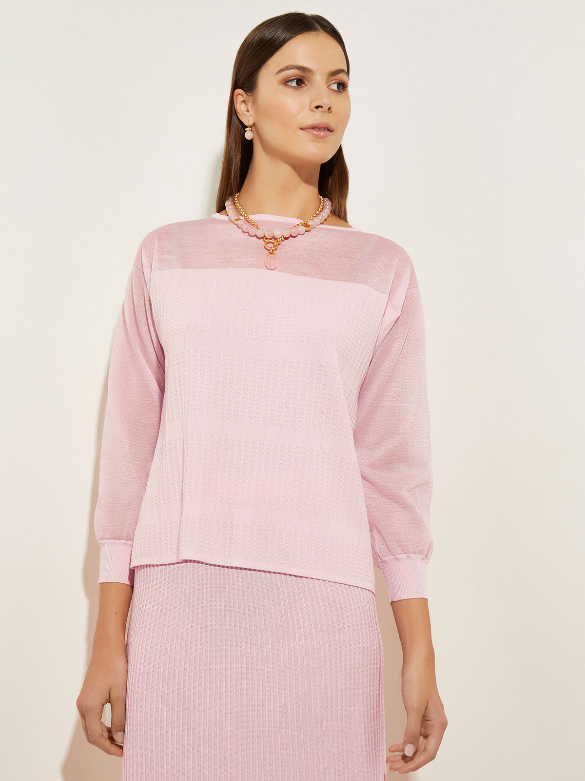 Pink Long Sleeve Blouse - Sheer Blouse | Misook