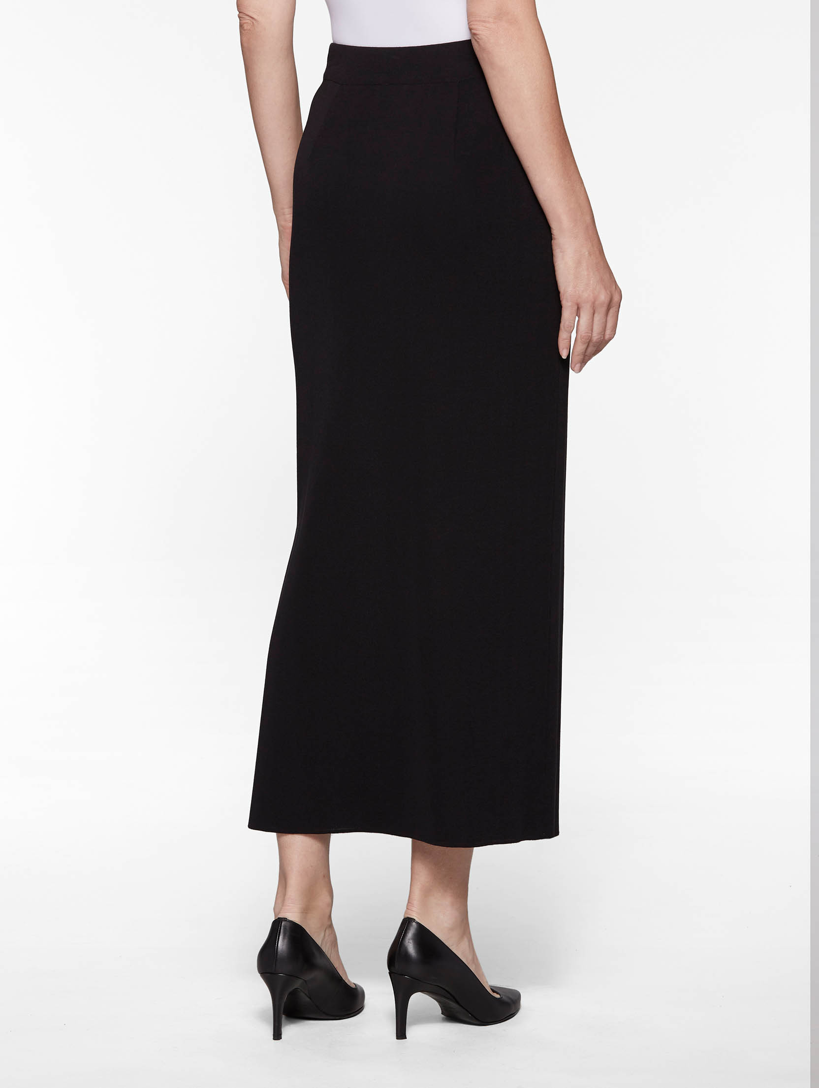 36 Straight Knit Skirt - Long Black Skirt with Slit | Misook